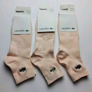 Lacoste Ribbed Lightweight Quarter Socks Lot Of 3 Pairs Size 6-9, EU 36-40